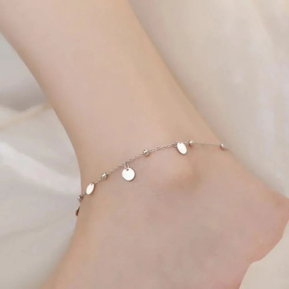 NEW 925 Sterling Silver Dainty Disc Coin Anklet - Picture 8 of 8